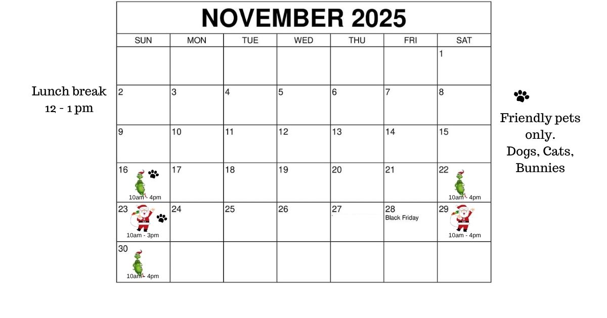 november schedule for christmas photos